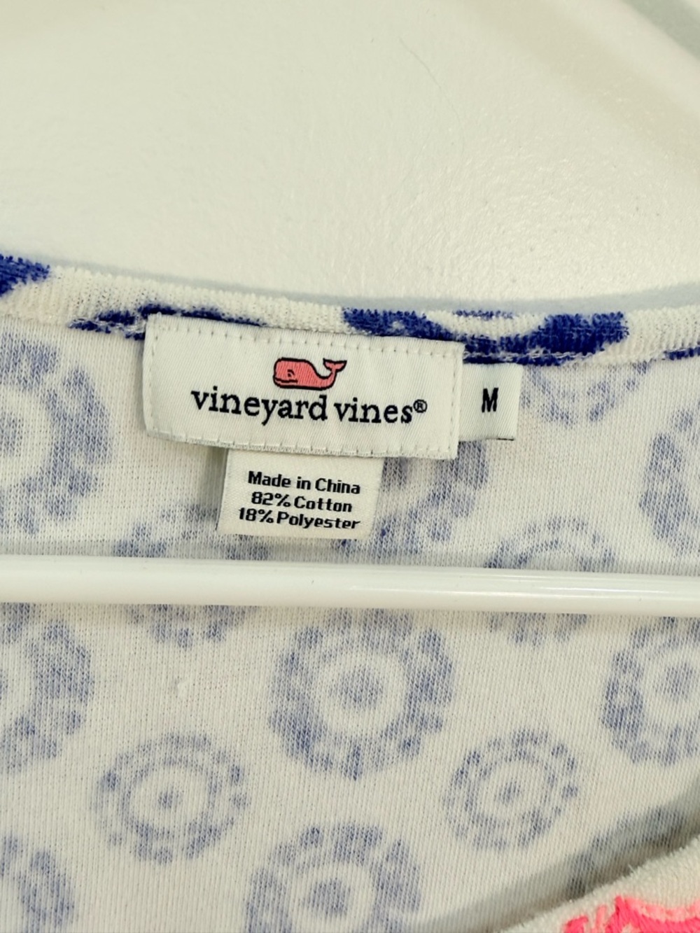 Vineyard Vines White Navy Tunic with Pink Trim terry swim cover - Picture 2 of 4